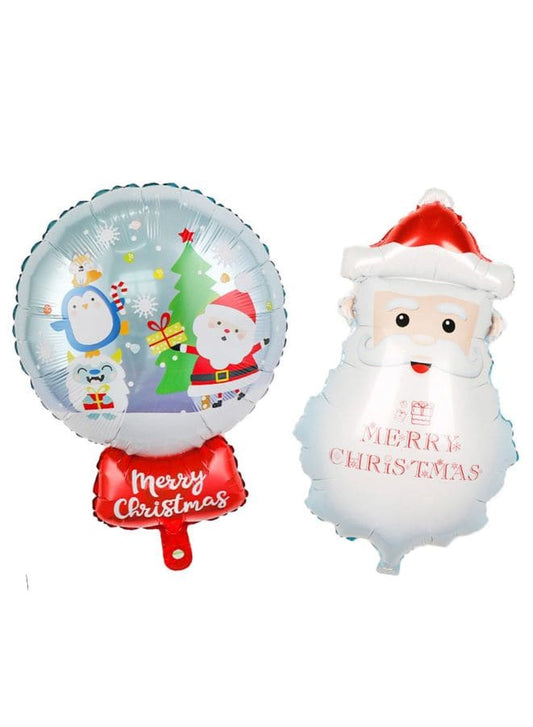 2 pcs Christmas Decoration Foil Balloon Party Supplies for parties, celebrations, and decorating (Merry Christmas & Santa) Fatio General Trading