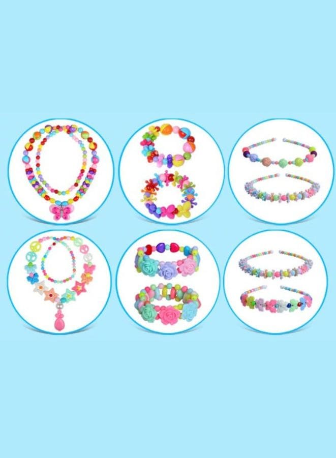 250 pcs DIY Beads Set for Jewelry Making for Kids and Adults, Craft DIY Necklace, Bracelets, hair hoop and more Using Colorful Acrylic Crafting Beads Kit Box with Accessories, Design 1 Fatio General Trading