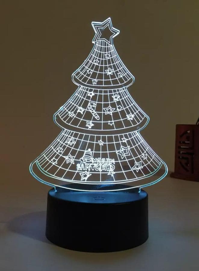 3D Christmas Tree Shape Night Light Touch Table Desk Optical Illusion Lamps 7 Color Changing Lights Home Decoration Xmas Birthday Gift Fatio General Trading