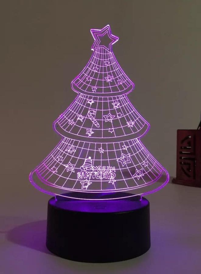 3D Christmas Tree Shape Night Light Touch Table Desk Optical Illusion Lamps 7 Color Changing Lights Home Decoration Xmas Birthday Gift Fatio General Trading