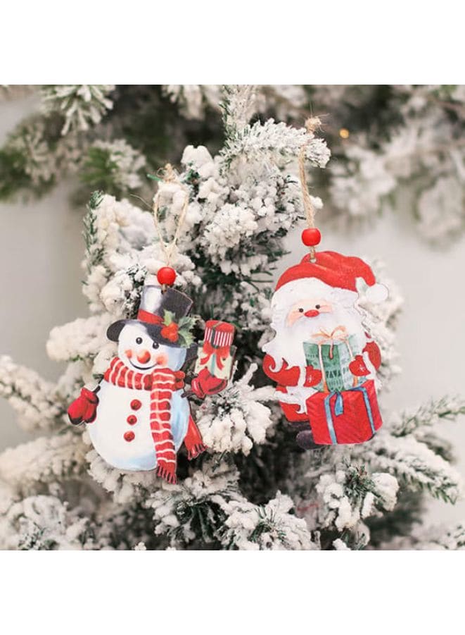 4Pcs Wooden Christmas Hanging Pendant Festival Supplies Ornamental Christmas Snowman Decoration Pendant Lightweight for Christmas Fatio General Trading