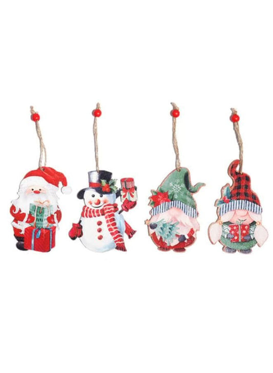 4Pcs Wooden Christmas Hanging Pendant Festival Supplies Ornamental Christmas Snowman Decoration Pendant Lightweight for Christmas Fatio General Trading