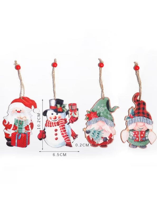 4Pcs Wooden Christmas Hanging Pendant Festival Supplies Ornamental Christmas Snowman Decoration Pendant Lightweight for Christmas Fatio General Trading