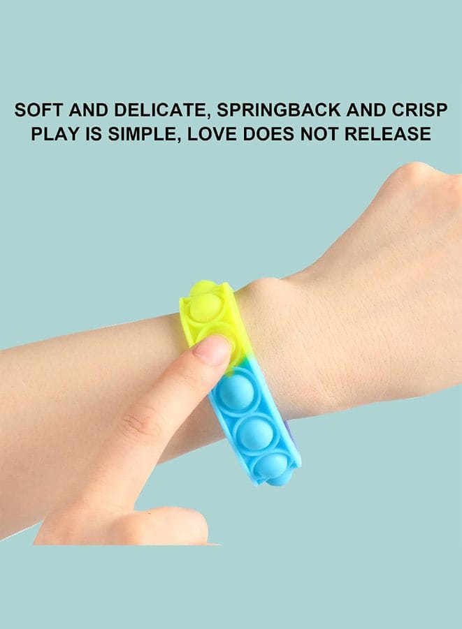 5Pcs Push Pop Fidget Bracelet Fidget Toy, Anxiety Stress Relief Finger Press Bracelet Multicolor Wristband, Durable and Adjustable Hand Toys for Christmas Party Favors Fatio General Trading