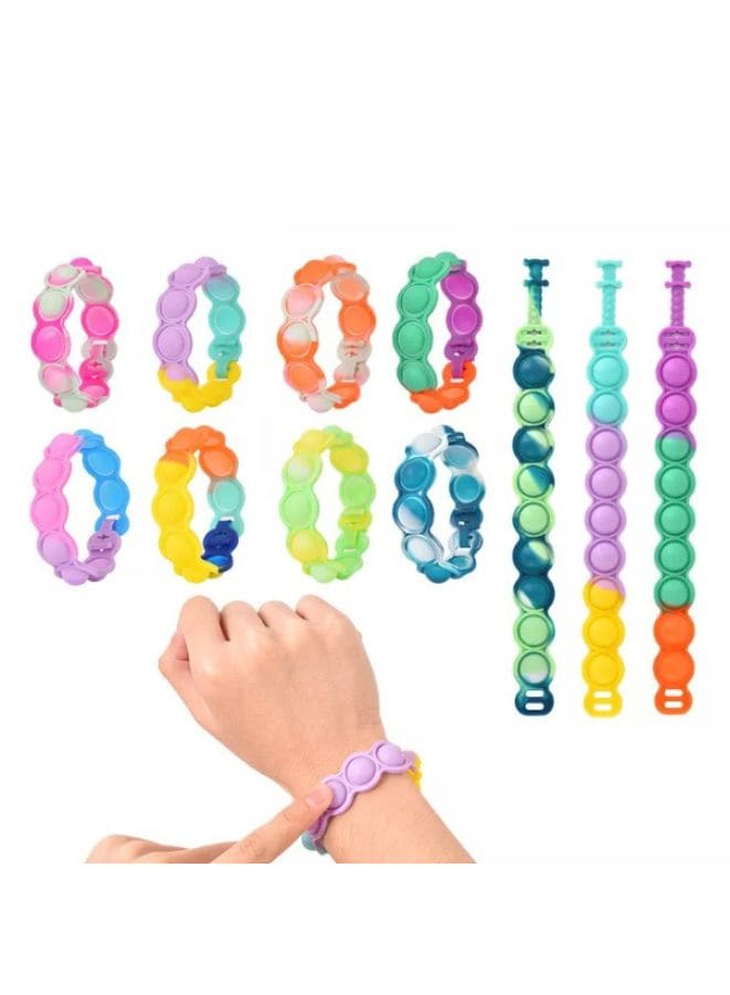 5Pcs Push Pop Fidget Bracelet Fidget Toy, Anxiety Stress Relief Finger Press Bracelet Multicolor Wristband, Durable and Adjustable Hand Toys for Christmas Party Favors Fatio General Trading