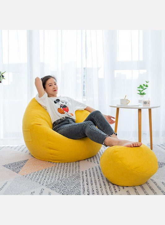 Classic Fabric Bean Bag with foot stool use showcase
