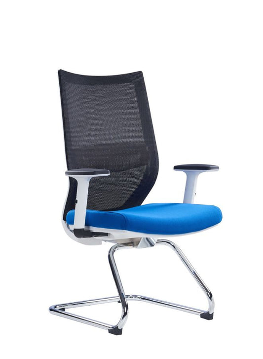 Blue Seat Cantilever Conference Chair with Lumbar Support, Reclining High Back with Breathable Mesh with Armrest, Comfortable Computer Chair, Home Office Desk Chairs
