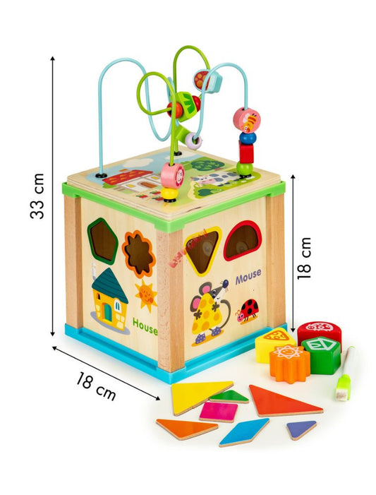 Activity Cube Wooden Baby Toys for 12 18 Months Montessori Toy for 1 Year Old Bead Maze Center Toddlers Birthday Easter Gift Learning for 2 3 Kid Girls Boys