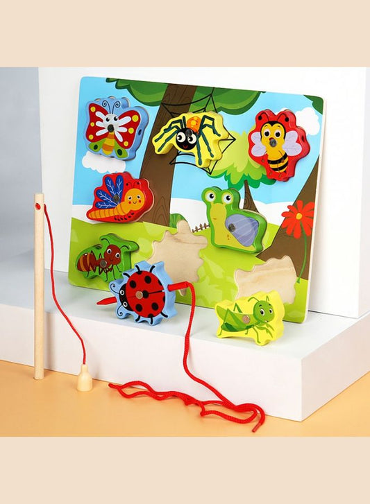 insect - wooden toy with magnetic fishing rod