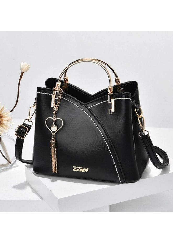 black leather handbag for women