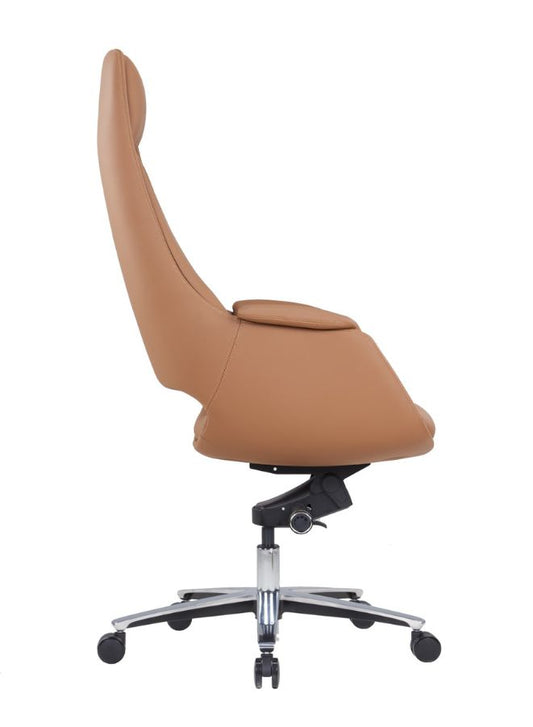 High-Quality PU Leather Office Chair with Aluminum Base, Moulded Foam Headrest, and Four-Position Tilting Mechanism