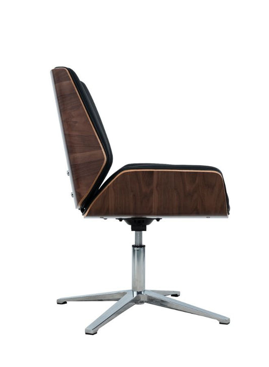 Medium Back Leather Office Chair – Stationary Design with PU Cover & Aluminum Base