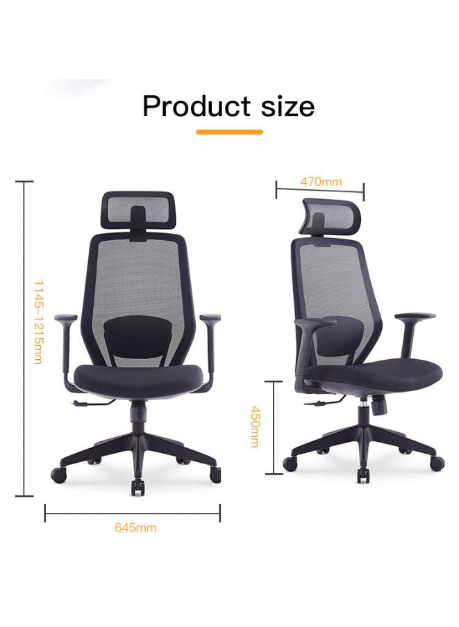 Executive High Back Mesh Office Chair With Headrest, Height Adjustable Black Frame Chair