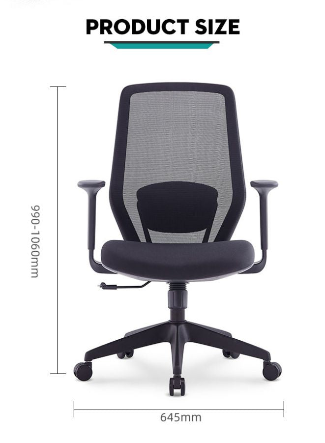 Black Frame Medium Back Executive Ergonomic Mesh Office Chair With Back Support