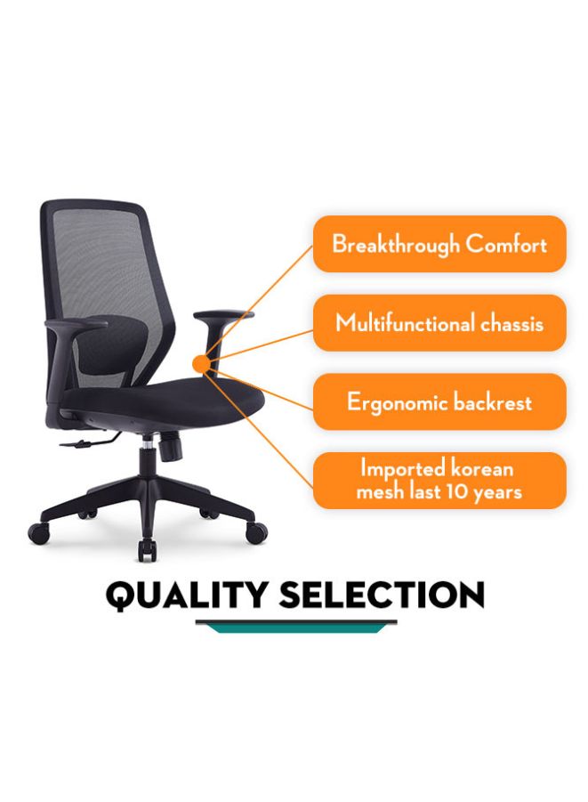 Black Frame Medium Back Executive Ergonomic Mesh Office Chair With Back Support
