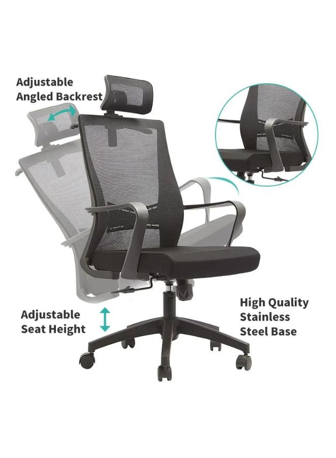 Heavy Duty Breathable Mesh Office Chair With Headrest and Adjustable Height Settings