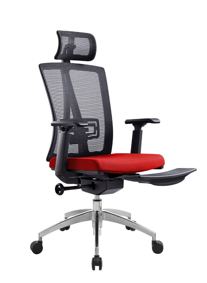 Red Office chair with footrest