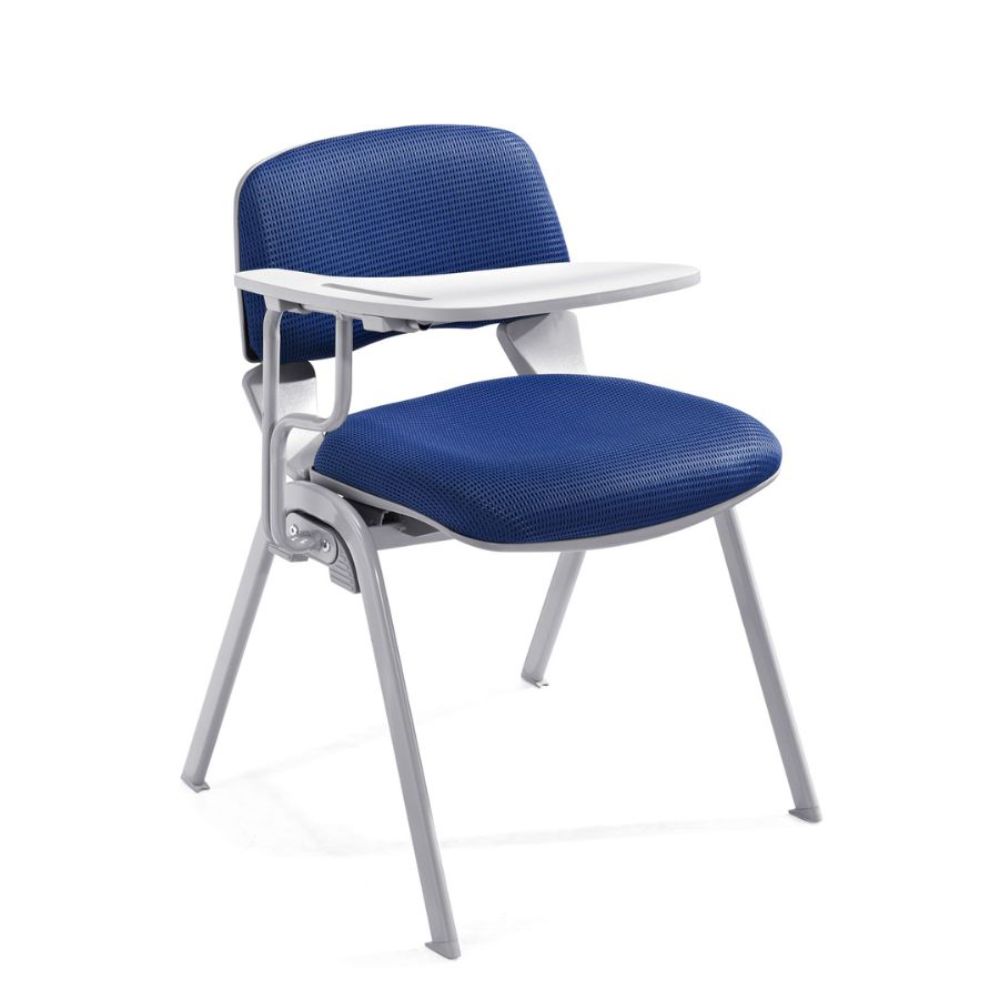 Training Chair With Writing Pad, Cusion Seat and Steel Legs for Office, Schools and Home, Blue