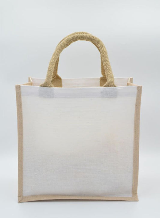 Set of 10 Cream/Natural Juco Bags with Lamination – Durable & Eco-Friendly