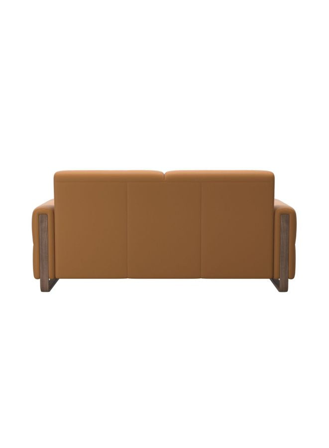 Fiona 2.5 Seater Leather Sofa with Wooden Base back