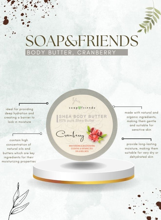 Soap&Friends Cranberry 80% Shea Butter Moisturizer with Avocado Oil - 200 ml