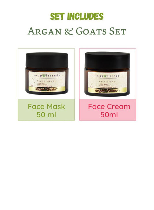 Argan & Goat Milk Face Cream & Face Mask Gift Set, set of 2