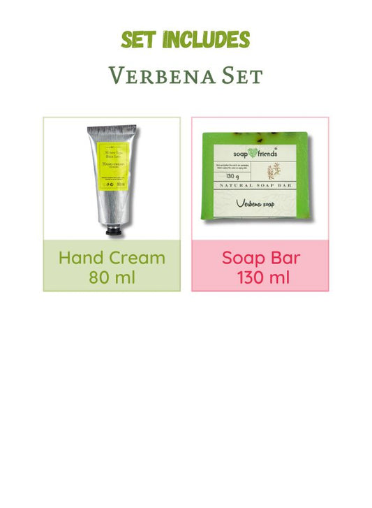 Soap&Friends Verbena Hand Cream (80ml) & Bar Soap (130g) Set of 2