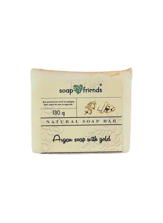 Gold Soap with Organic Glycerine and Argan Oil (130 g)- Handmade with Plant Extracts and Essential Oils