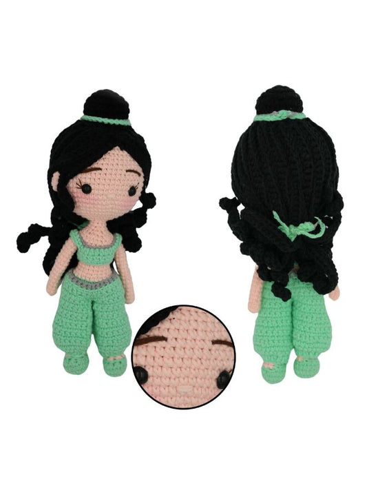 Handmade Natural Cotton Jasmin Princess Amigurumi Crochet Doll for Kids and Adults, 25cm