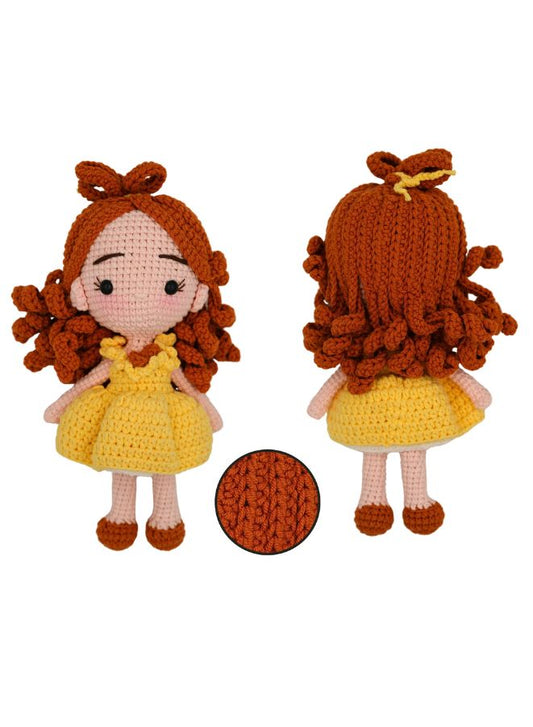 Handmade Natural Cotton Belle Amigurumi Crochet Doll for Kids and Adults, 25cm