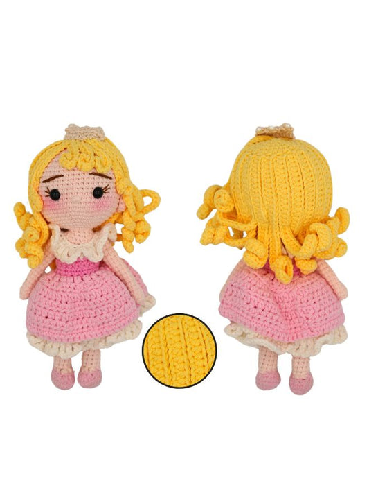 Handmade Natural Cotton Sleeping Princess Amigurumi Crochet Doll for Kids and Adults, 25cm