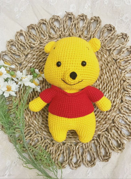 Handmade Crochet Pooh Bear Doll – 23cm Plush Toy from Winnie the Pooh