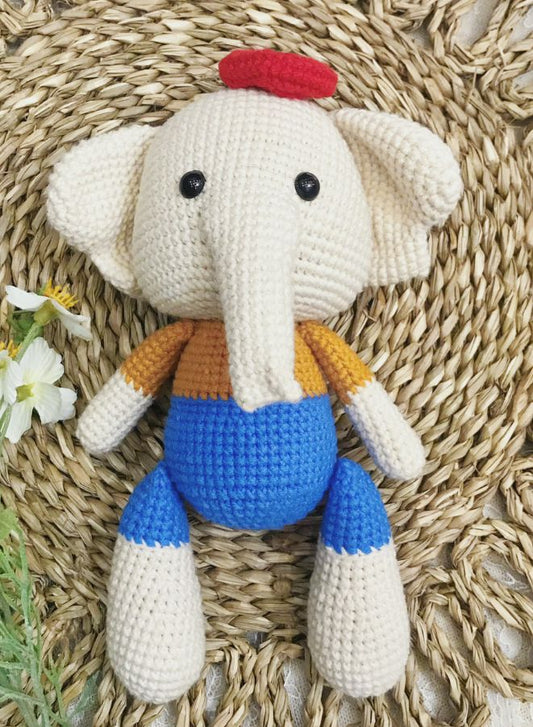 Handmade Crochet Elephant Doll – 27cm Soft Plush Toy