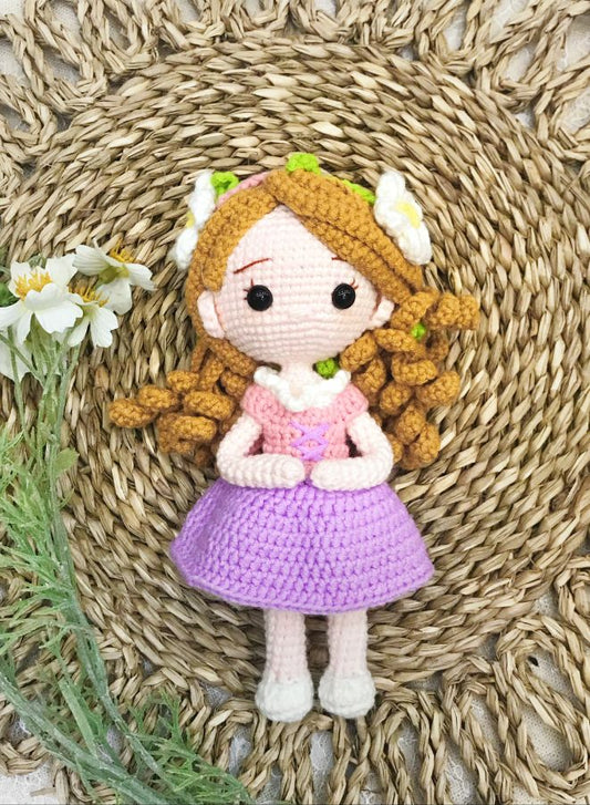 Handmade Crochet Red Hair Girl Doll – 21cm Soft Plush Toy