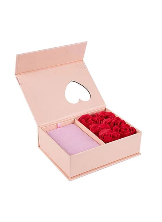 صندوق هدايا رومانسي لعيد الحب، صندوق تغليف مجوهرات على شكل وردة للخواتم والأساور والقلائد - مفاجأة مثالية لعيد الحب وعيد الأم والذكرى السنوية (بدون قلادة)