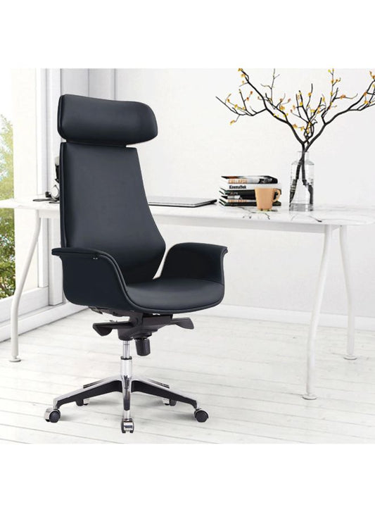 Luxury Swivel Black Leather Executive Office Chair 