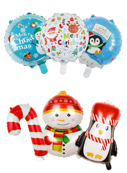 6-Piece Christmas Celebration Balloon Pack for Festive Decorations (6 Different Designs)