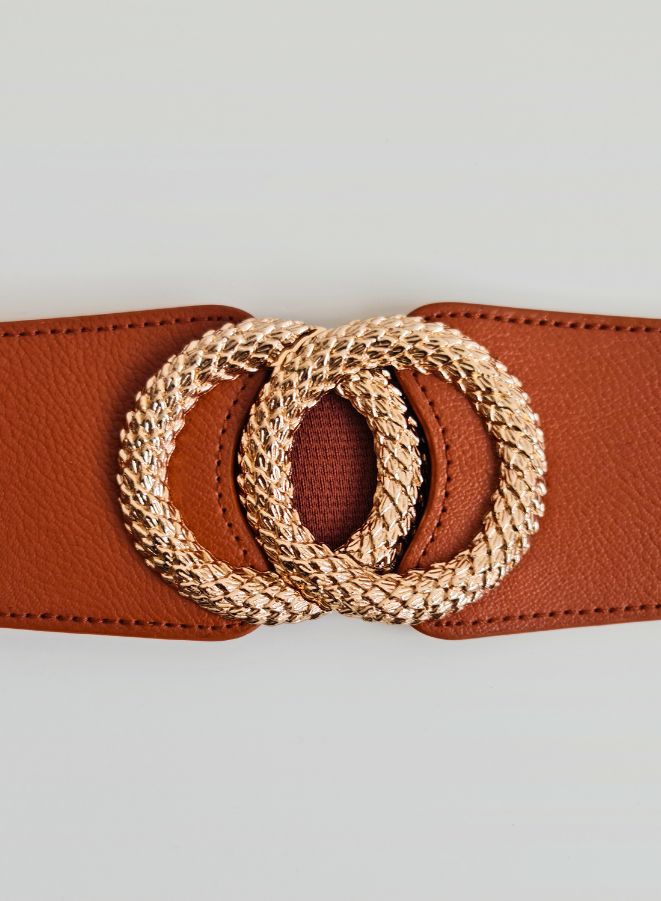 Elastic Belt Stretchy Belt Vintage Waist Belt with Metal Buckle for Women