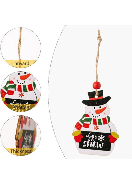 Wooden Christmas Ornaments for Window Hanging - 9 Pendants