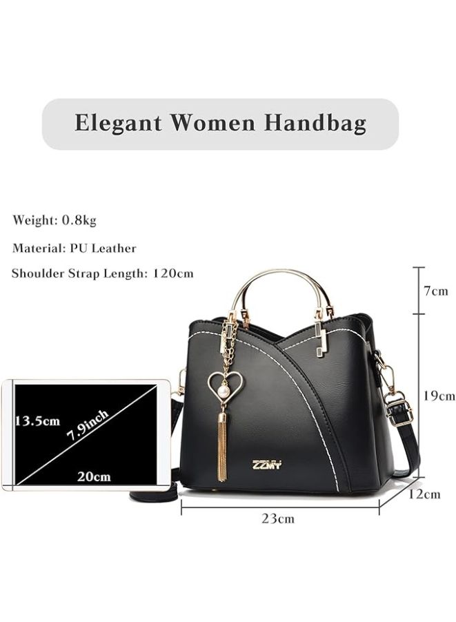 black leather handbag for women