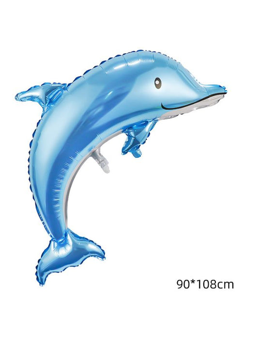 1 pc  Birthday Party Balloons Large Size Dolphin Foil Balloon Adult & Kids Party Theme Decorations for Birthday, Anniversary, Baby Shower, Blue