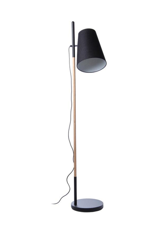 Hideout Floor Lamp - Sophisticated Black Matte and Oak Finish