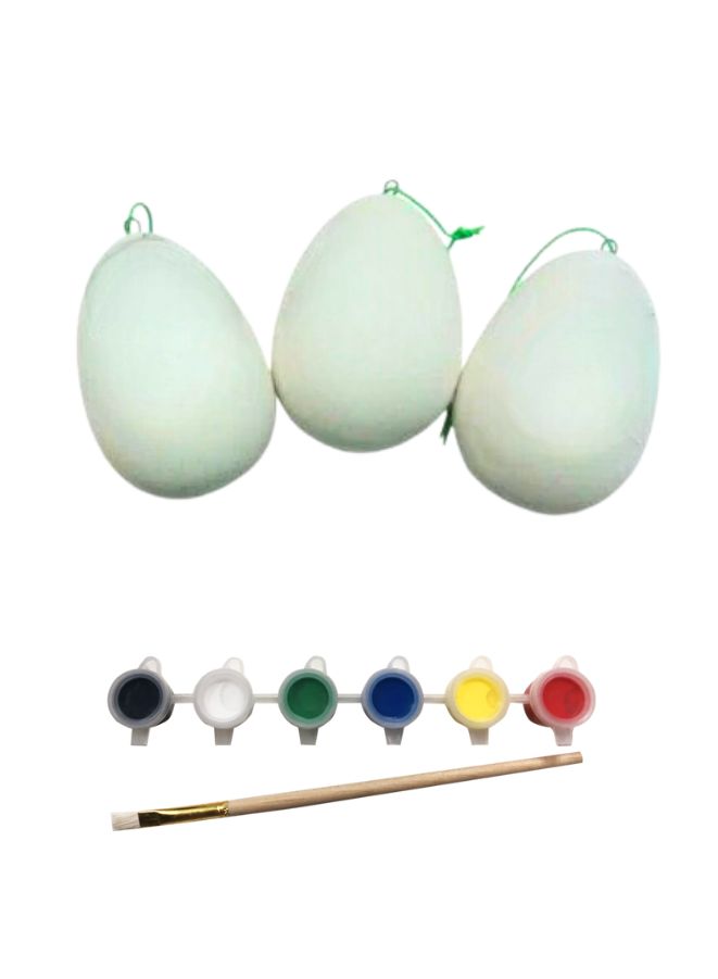 Party Magic DIY Easter Eggs Paint set Pack with 3 White Foam Eggs, Colors and Paint Brush for Kids on Easter, Party and Holiday Decoration Toy