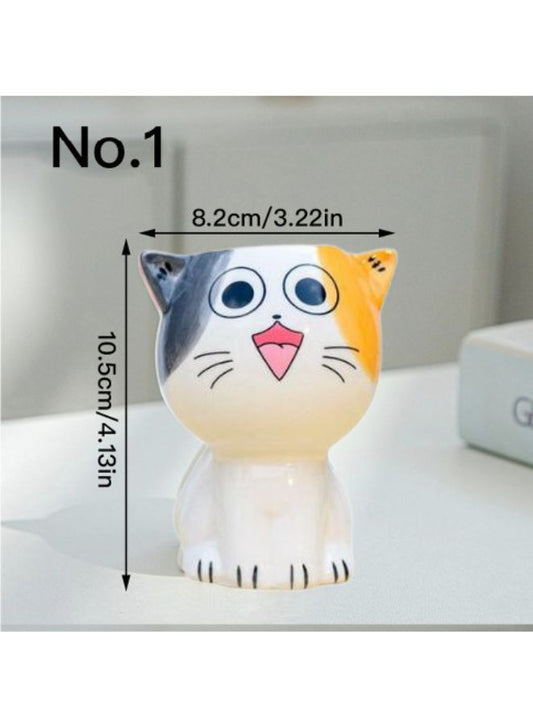 Cute Succulent Mini Cat Indoor Plant Pot with Drainage Hole, Cat A