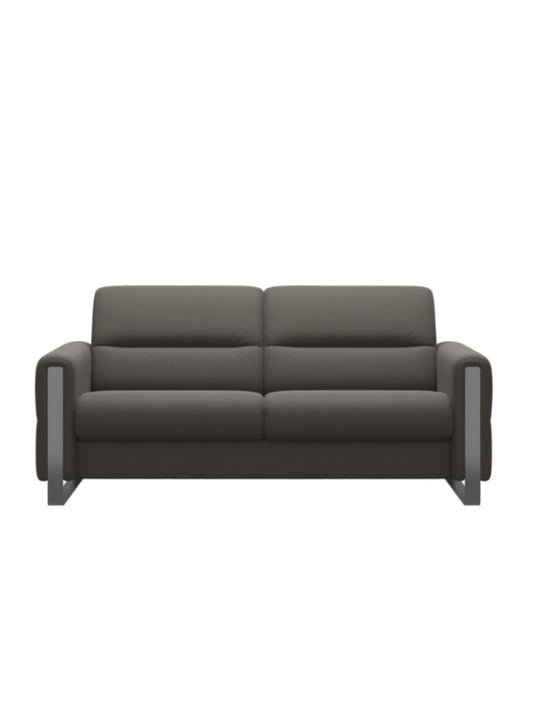 Fiona 2.5 Seater Leather Sofa with Steel Base front