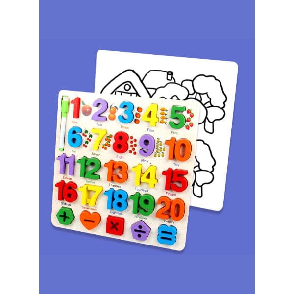 Alphabet and Number Puzzle, Kids Early Development Toy, 3D Wooden Alphabet and Number set Fatio General Trading