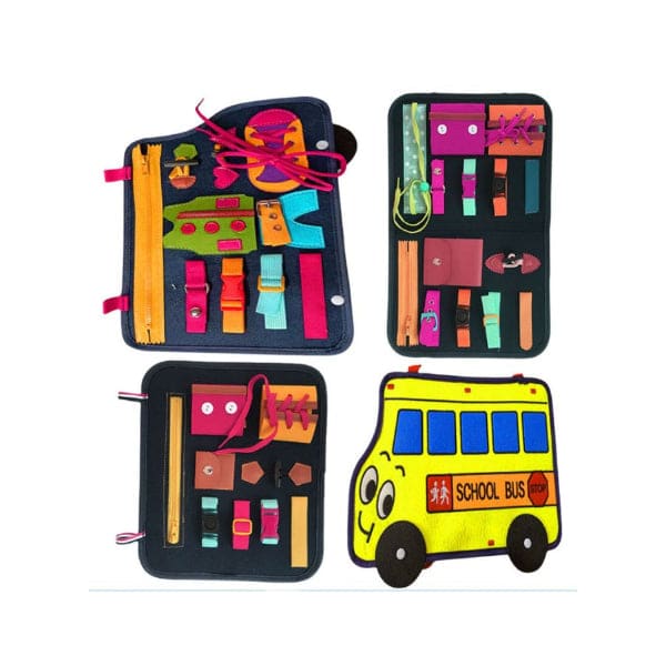 Baby Games 2 3 4 Years Old, for Kids, Educational Toys Life Skills, present and boy, School Bus Shape Fatio General Trading