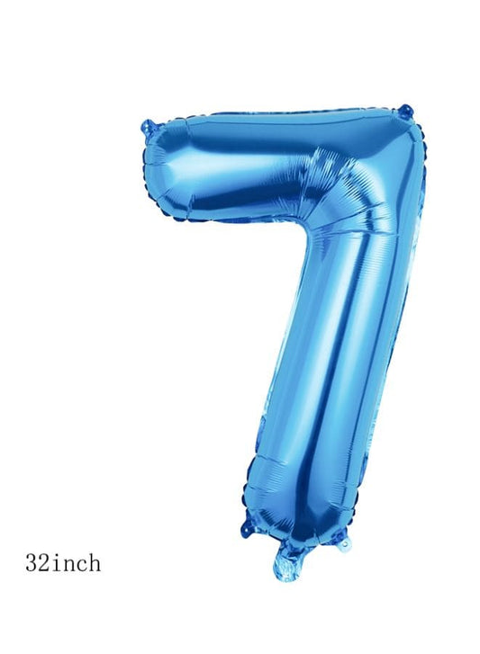 Balloons Arch Kit Party Decorations Number Balloon 32 Inch Foil Balloons Digtal Helium Birthday Wedding Party, Number 7, Blue Fatio General Trading