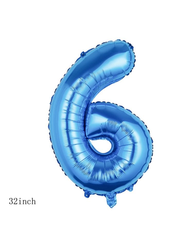 Balloons Arch Kit Party Decorations Number Balloon 32 Inch Foil Balloons Digtal Helium Birthday Wedding Party, Number 6, Blue Fatio General Trading