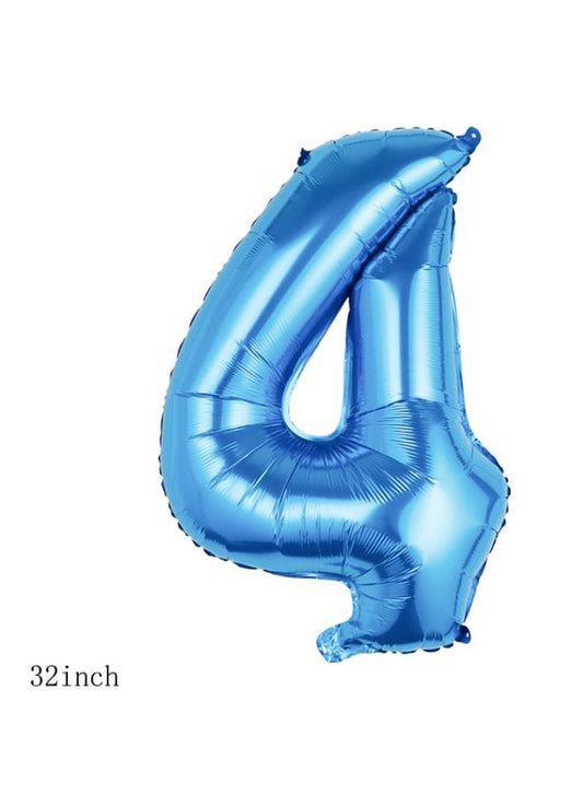 Balloons Arch Kit Party Decorations Number Balloon 32 Inch Foil Balloons Digtal Helium Birthday Wedding Party, Number 4, Blue Fatio General Trading